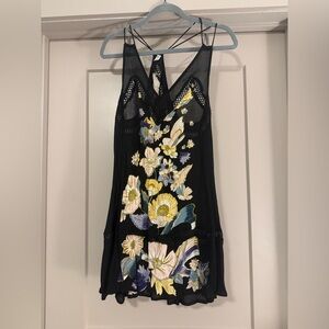 Free People Black Floral Slip Dress